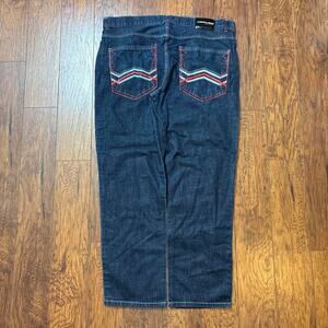 Vintage Refuse Denim Y2K Baggy Dark Wash Jeans With Embroidered Pockets